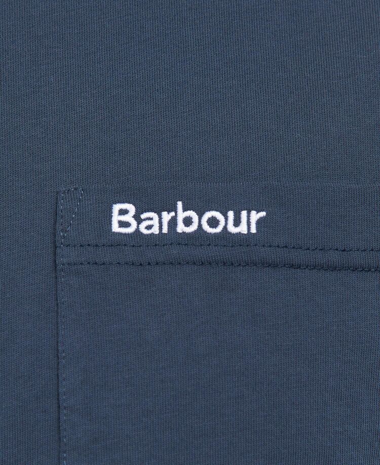 Barbour t-shirt à poche Langdon bleu pour homme porté broderie