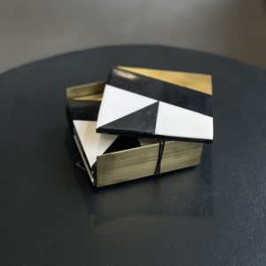 Sous-verre "Bonne" Noir / Blanc / Gold