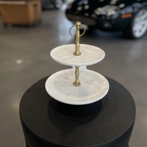 Plateau à miniardises 2 étages - Gold & marbre blanc