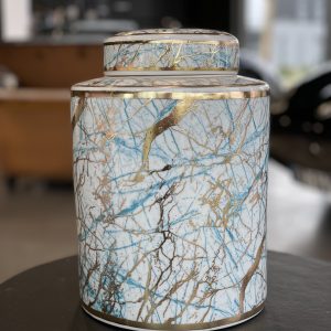 Grand pot en céramique vert/blanc/gold
