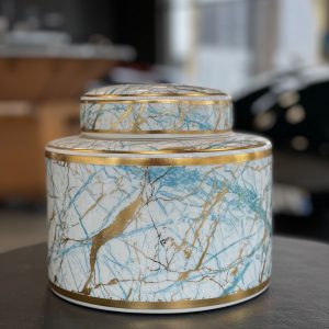 Pot en céramique vert/blanc/gold